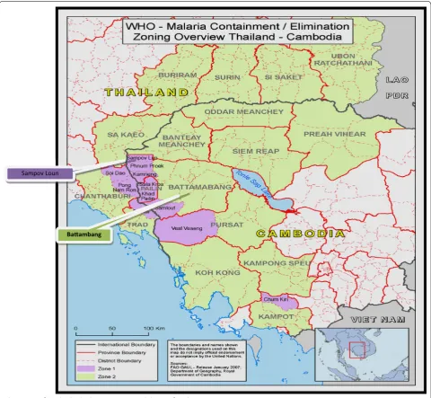 Fig. 1 Map of Cambodia displaying province and district of study site