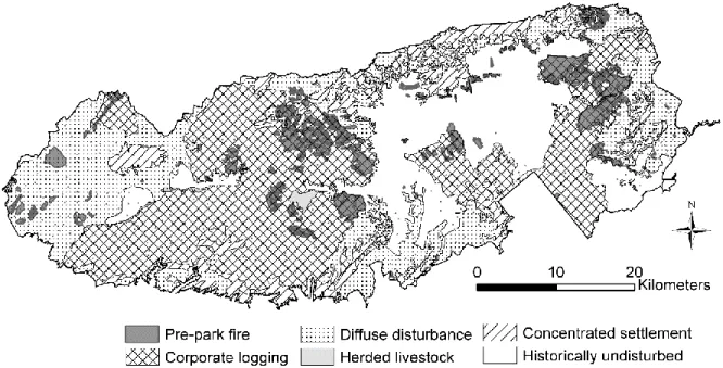 Figure 1.2. Pre-park disturbance history and ﬁre in GRSM, based on Pyle’s compilation  (1985), the 1930s vegetation survey, and the park’s ﬁre history database