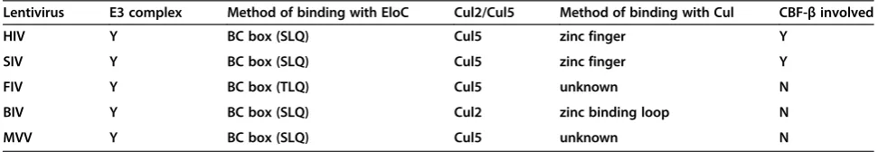 Table 2 Comparison of various mechanisms of lentiviral Vif-mediated degradation of A3 proteins