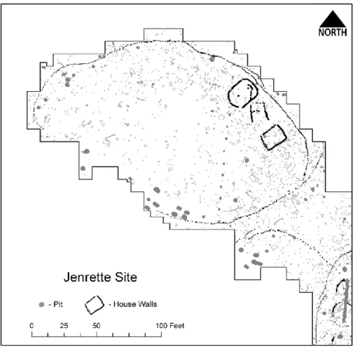 Figure 5: Jenrette site plan view of excavation area (map courtesy of R.P. Stephen Davis Jr.) 