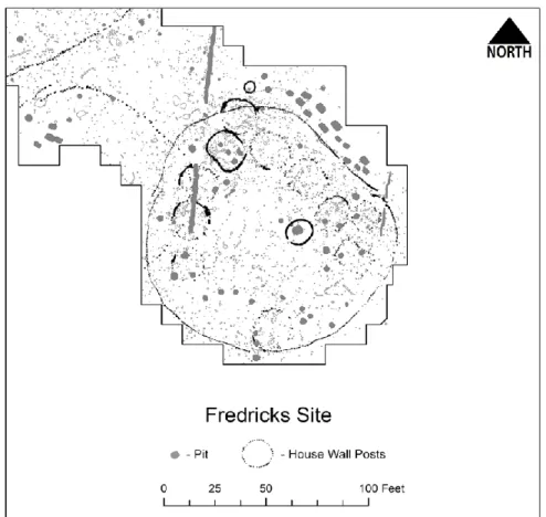 Figure 6: Fredricks site plan view of excavation area (map courtesy of R.P. Stephen Davis Jr.)