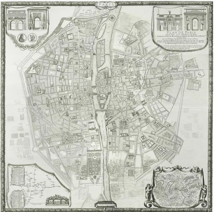 Figure 17. Plan de Bullet et Blondel (Paris, 1670-1676), Orientation Est-Ouest.  
