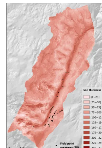 Figure 5. Map of the soil thickness of the study area.