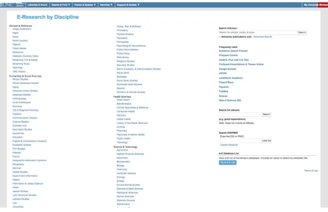 Figure 1. Screenshot of the E-Research by Discipline page as of November 2018.