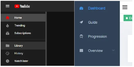 Figure 3 Sidebar navigation from Youtube.com and the proposed system 
