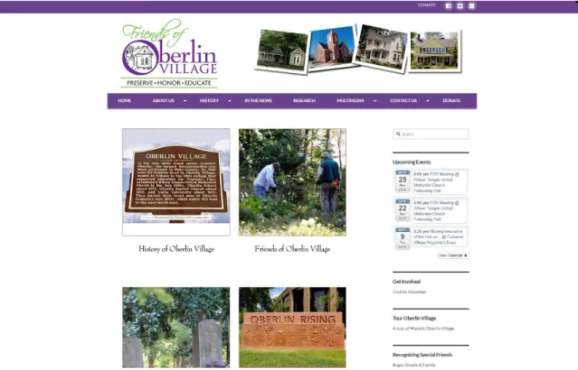 Figure 3 - Home page of the Friends of Oberlin Village (FOV) website (https://friendsofoberlinvillage.org) 