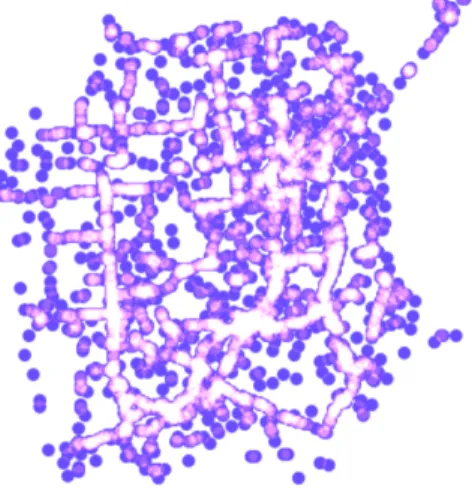 Figure 5.1.1: A visualization of one of the simulations run on the roads of San Francisco.