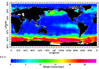 Figure 1. Annual average nitrate concentrations in the  surface waters of the global marine environment  (Spokes, 2003)