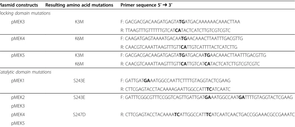 Table 2 Primer sequences for site-directed mutagenesis