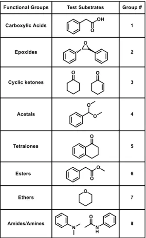 Table 1.  Functional groups to be examined.  