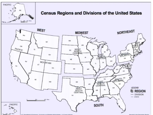 Figure 3.1. Census Regions and Divisions of the United States  