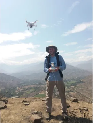 Figure 9. The Author piloting the Phantom 4 drone from the summit of Cerro Cumbray. 