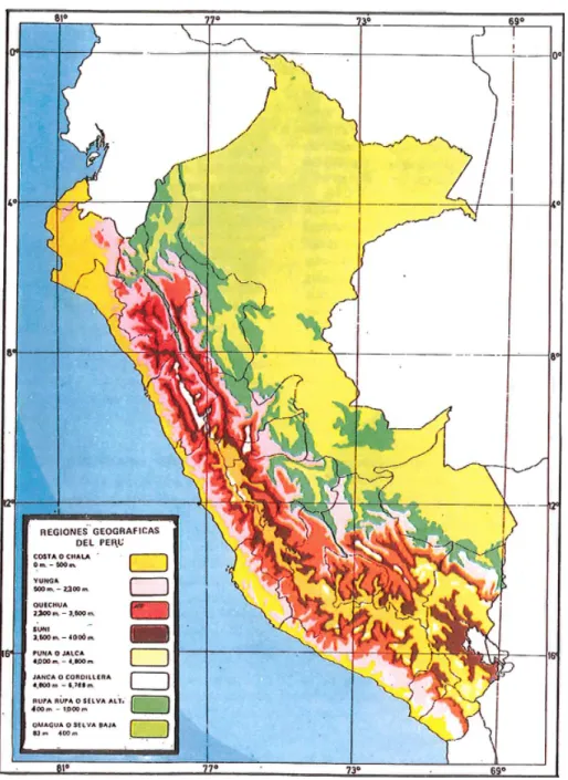Figure 1. A visualization of Vidal's ecological zones. From Zimmerer and Bell 2013. 