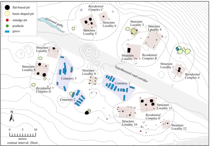 Figure 5. Plan of Ayers Town with interpretation. Adapted from Davis et al. 2015: Figure 5.11