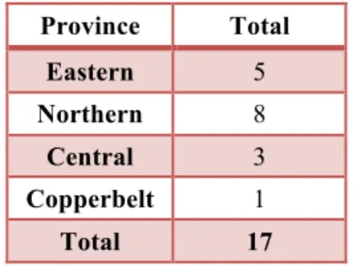 Table 3: Provinces of origin of Lusaka participants. 