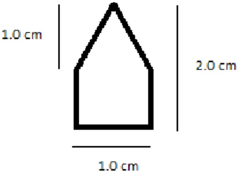 Figure 16. The hybrid rectangular-triangular paper strip shape used for the custom metal plate  sample holder