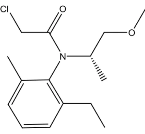 Figure 23. The structure of s-metolachlor observed at 284 m/z when protonated. 