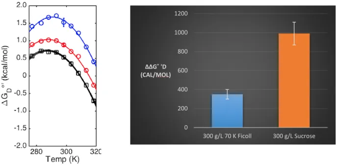 Figure 4 shows the effect of crowding by synthetic inert polymers. As expected, drkN SH3  crowded by synthetic inert polymers are stabilized relative to the dilute solution