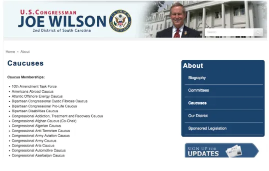 Fig. 3 – Sample Member Website with Listed Informal Groups  ..... ...... Joe Wilson (SC-2) 26