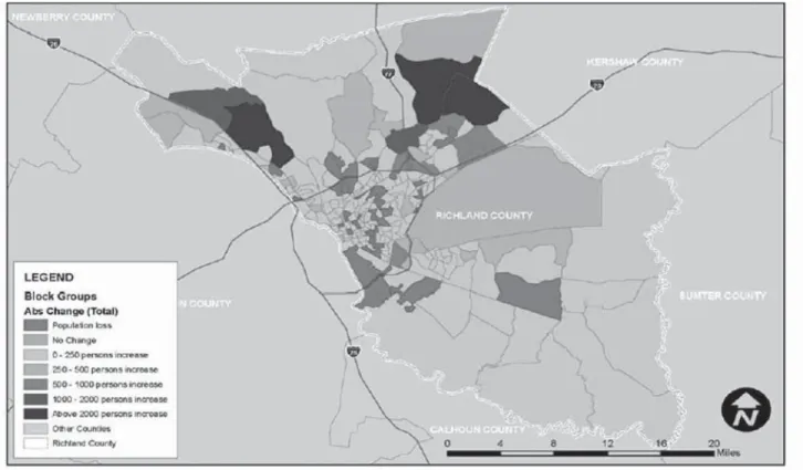 Figure 2: Richland County, SC Population Change (Absolute): 2000-2010 (projected)