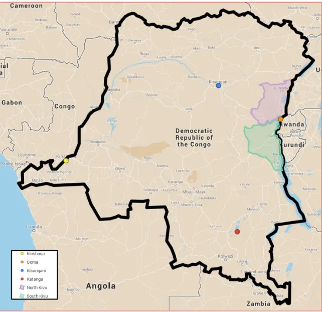 Figure 7: Map of DRC and surrounding region 