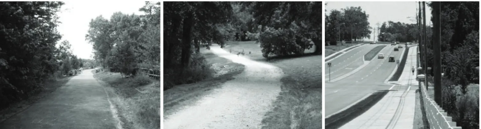 Figure 1:  Examples of a Greenway, Trail, and Multi-use Path.  Photos courtesy of Robert Bush.