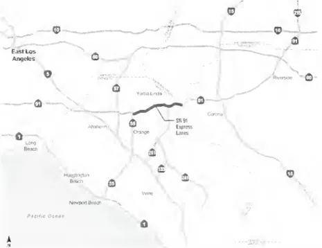 Figure 1. Map of State Route-91. Source: A Guide for HOT Lane
