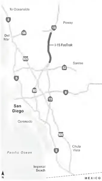 Figure 2. Map of Interstate-15. Source: A Guide for HOT Lane Development (Perez. 2003).