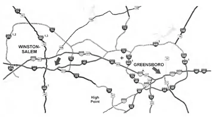 Figure 5. Location of possible HOT lane on 1-40. Image adapted from NCDOT Strategic Highway Corridor Map.