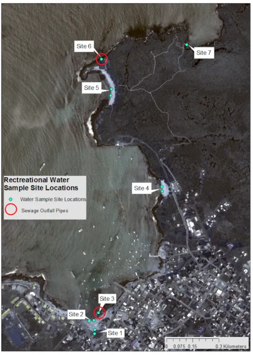 Figure 3.  Numerically labeled ocean sample site locations. 