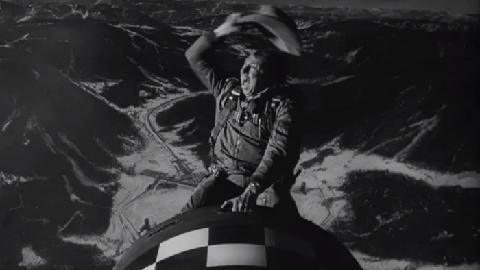 Figure 6. Maj. Kong heroically plummets to Earth, sparking nuclear apocalypse. 