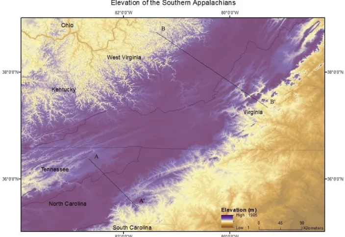 Figure 3. Relatively higher elevation in the southern Appalachians exist where the crust is  thinner, which can’t be explained with traditional isostatic compensation models if the crust is  homogenous down to 60km