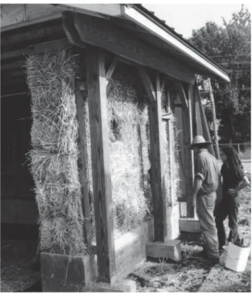 Figure 1. Example of straw-bale construction used  in the Berea College Eco-village in Berea, Kentucky