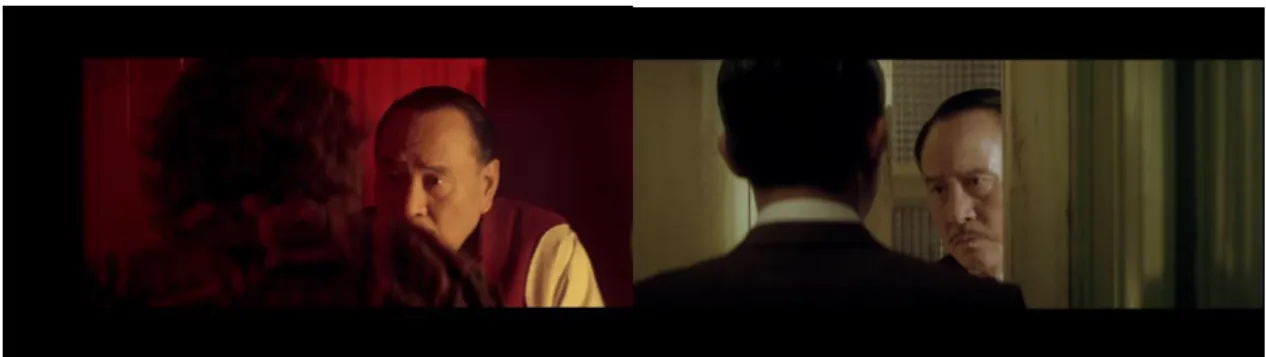 Figure 5: Tak discusses 2046 with Wang Sum’s character (Left) and Chow discusses room 2046 with  Wang Sum’s character (right) in 2046 