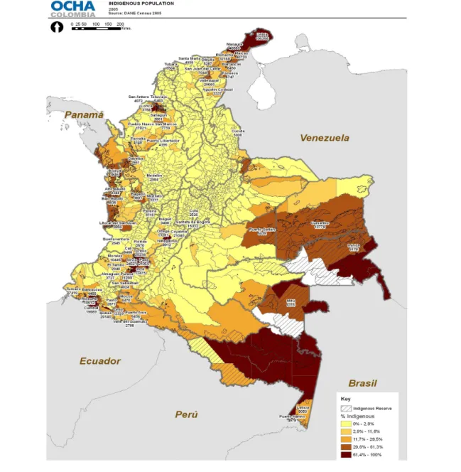 Figure	4.	Colombia’s	Indigenous	Population		 Source:	DANE	Census,	2005 