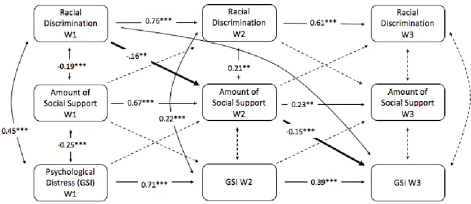 Figure 2. Mediation of satisfaction with social support on the relationship between racial 