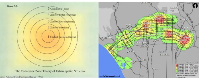 Figure 1: Polycentric City Structure Figure 2: Monocentric City Structure 