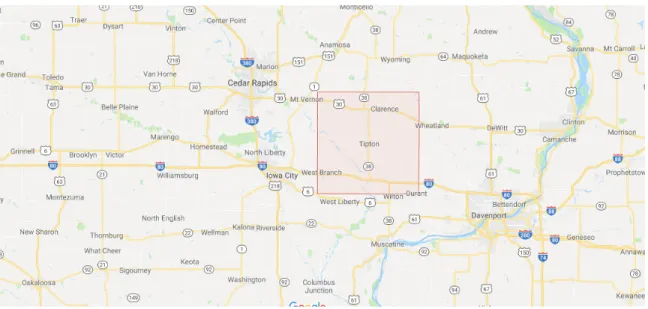 Figure 4.2 Cedar County Iowa Reference Map  