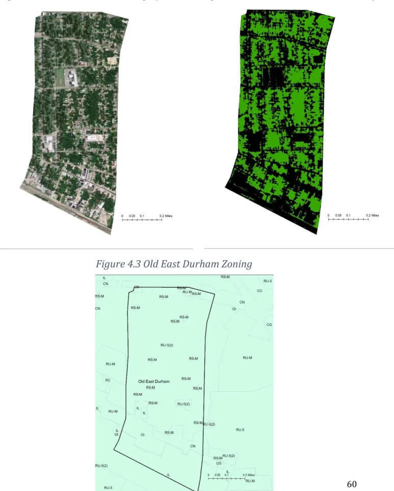 Figure 4.1 Old East Durham Imagery  Figure 4.2 Old East Durham UTC Binary 
