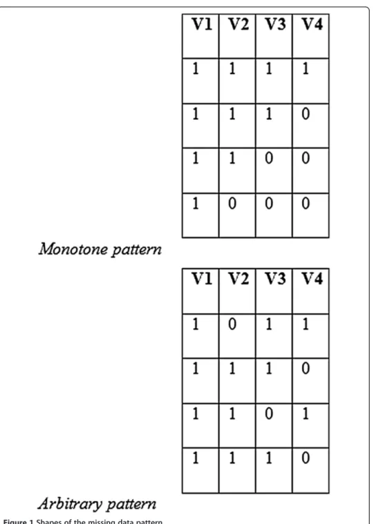 Figure 1 Shapes of the missing data pattern.