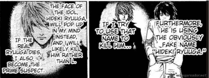 Figure 3 - Light’s internal monologue successfully identifying the details of L’s plan  