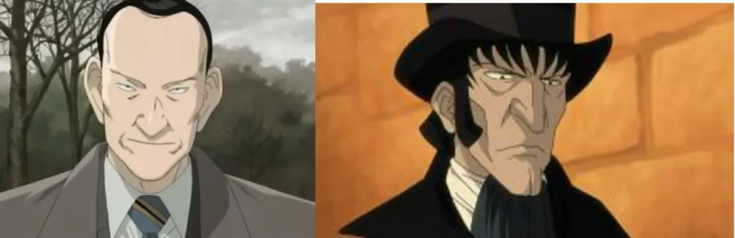 Figure 8 – A visual comparison of Lunge (on the left) and Shōjo Cosette’s Javert (on the  right)