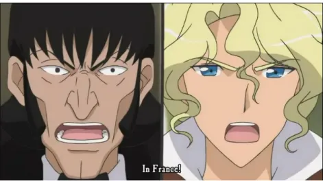 Figure 9 – Javert (on the left) and Enjolras (on the right) simultaneously shouting the  conclusion of their parallel but opposite speeches prior to the uprising