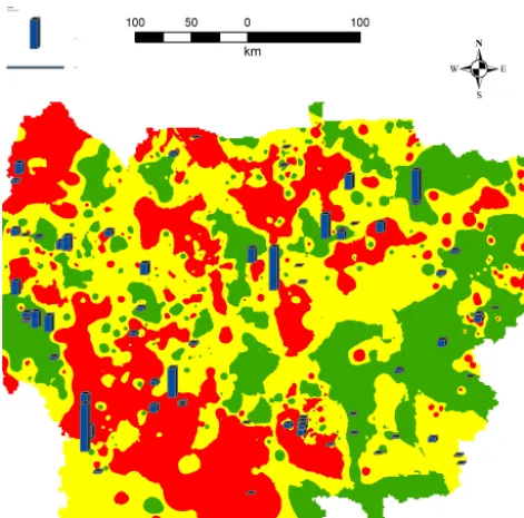 Figure 16. Nitrate distribution in the fuzzy model.