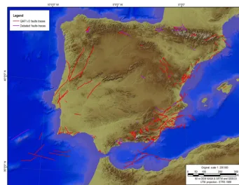 Figure 1. Representation of the QAFI v.3 and Debated Faults databases. Users can query both databases online in http://info.igme.es/qaﬁ/.