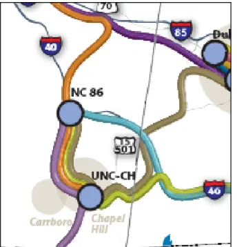Figure 4: Close-Up of Chapel Hill/Carrboro Travel Corridors Being  Studied by the Special Transit Advisory Committee 