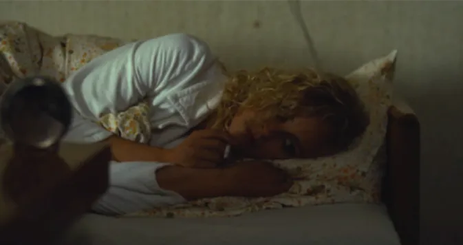 Figure 6: Screen at 00:19:46: The next morning, Barbara  is clearly jarred from the experience 