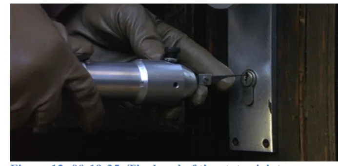 Figure 12: 00:19:35: The hand of the state violates  Dreyman's locked door 
