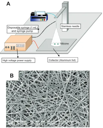 Figure 4 shows a schematic illustration of an electrospin-ning machine and a scanning electron microscopy image of 
