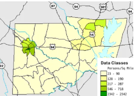 Figure 2.1: Population Density in Chatham County (2000) 
